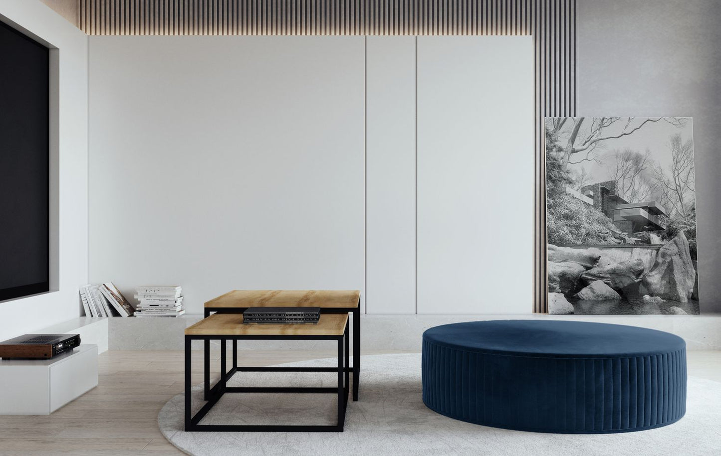 Pouf Lara | size: Width: 73cm, Height: 27cm, Depth: 73cm | color: Monolith/Pasy | image: 1 | variant: 1005830