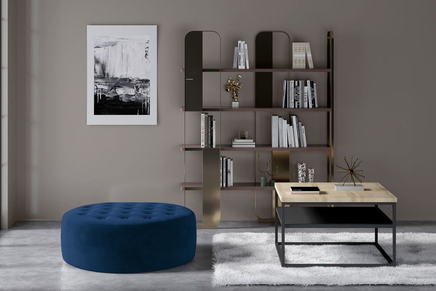 Pouf Monty | size: Width: 70cm, Height: 28cm, Depth: 70cm | color: Blue | image: 1 | variant: 1005953