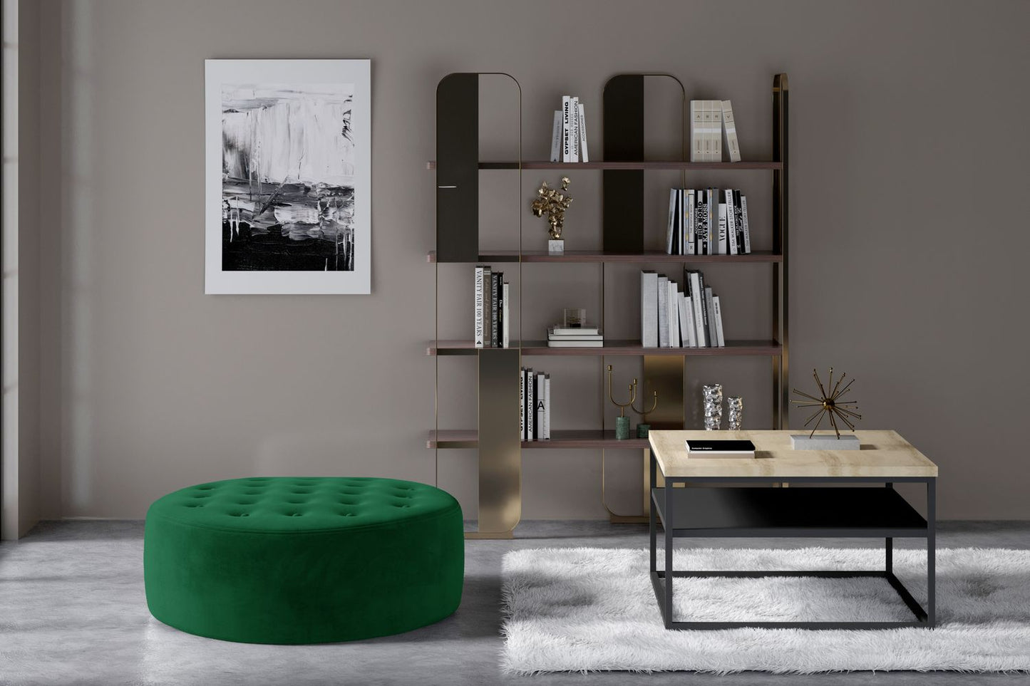 Pouf Monty | size: Width: 70cm, Height: 28cm, Depth: 70cm | color: Green | image: 1 | variant: 1005952