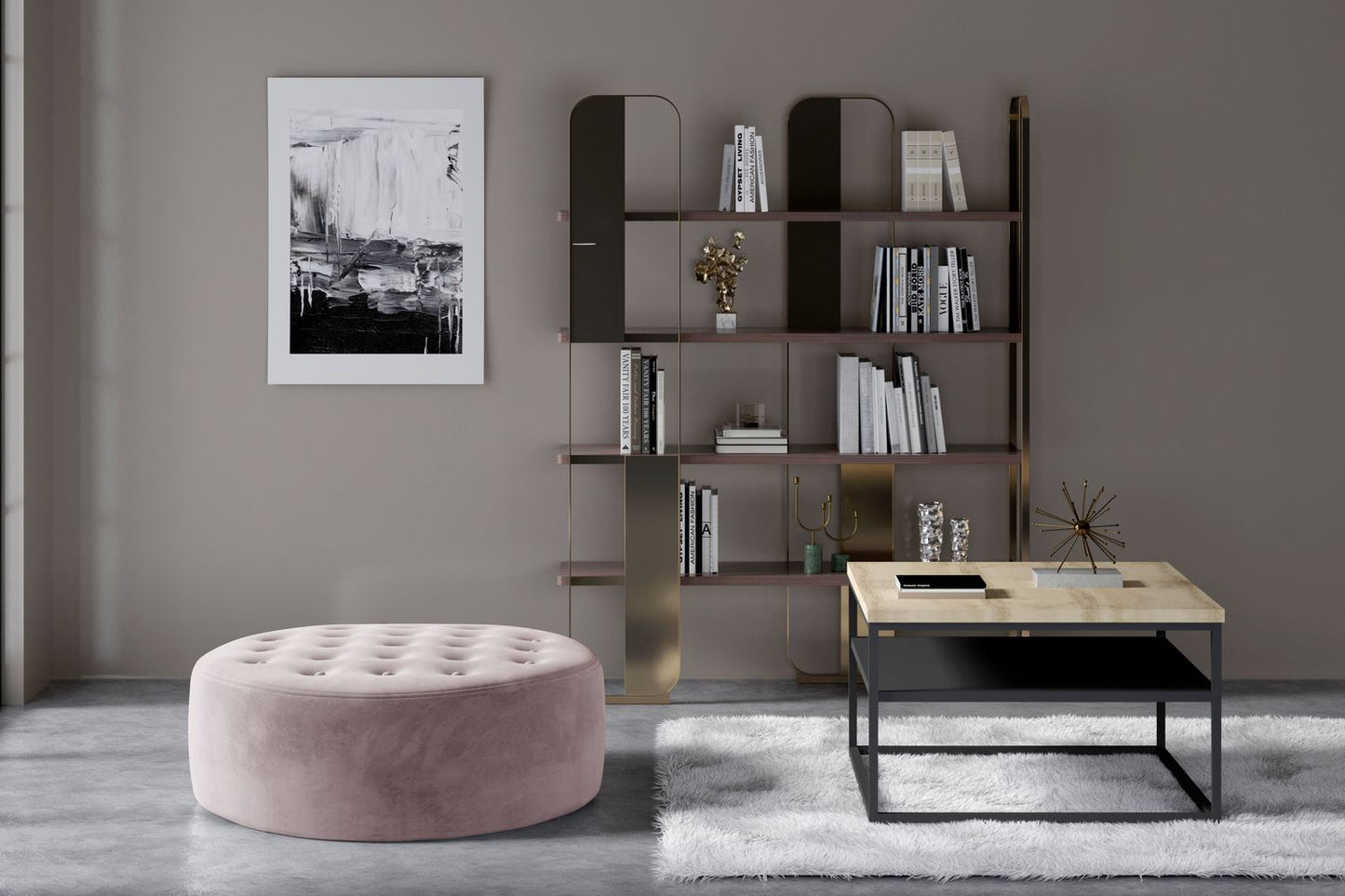 Pouf Monty | size: Width: 70cm, Height: 28cm, Depth: 70cm | color: Mat/Velvet | image: 1 | variant: 1005955