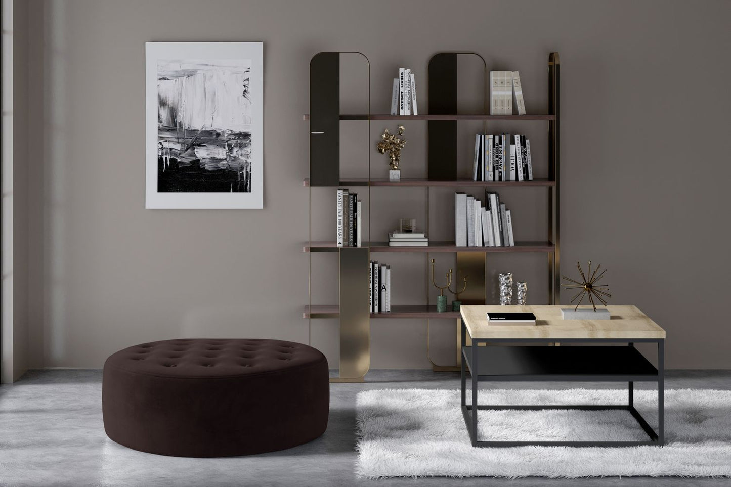 Pouf Monty | size: Width: 70cm, Height: 28cm, Depth: 70cm | color: Monolith | image: 1 | variant: 1005951