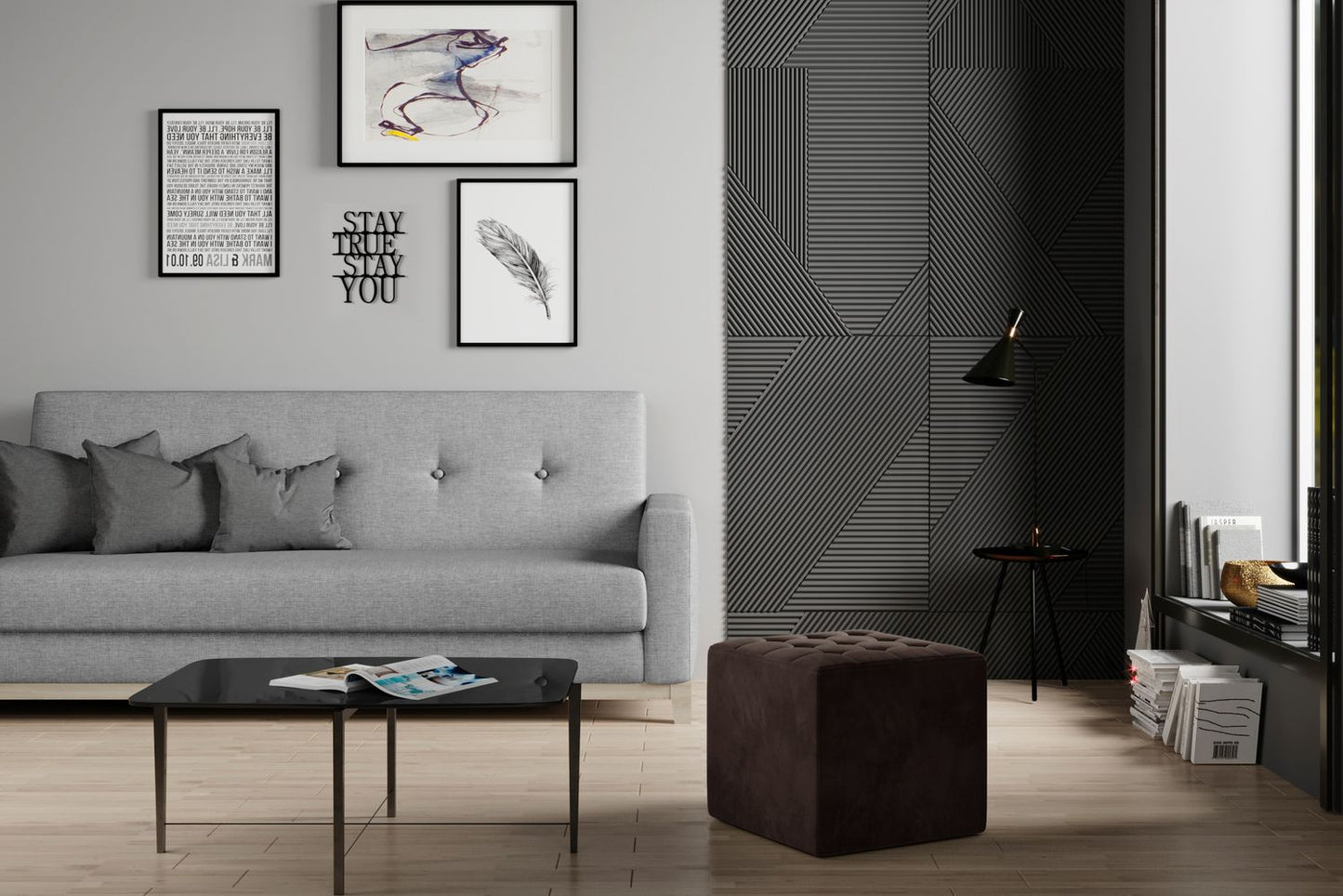 Pouf Nolla | size: Width: 40cm, Height: 41cm, Depth: 40cm | color: Monolith | image: 1 | variant: 1005963