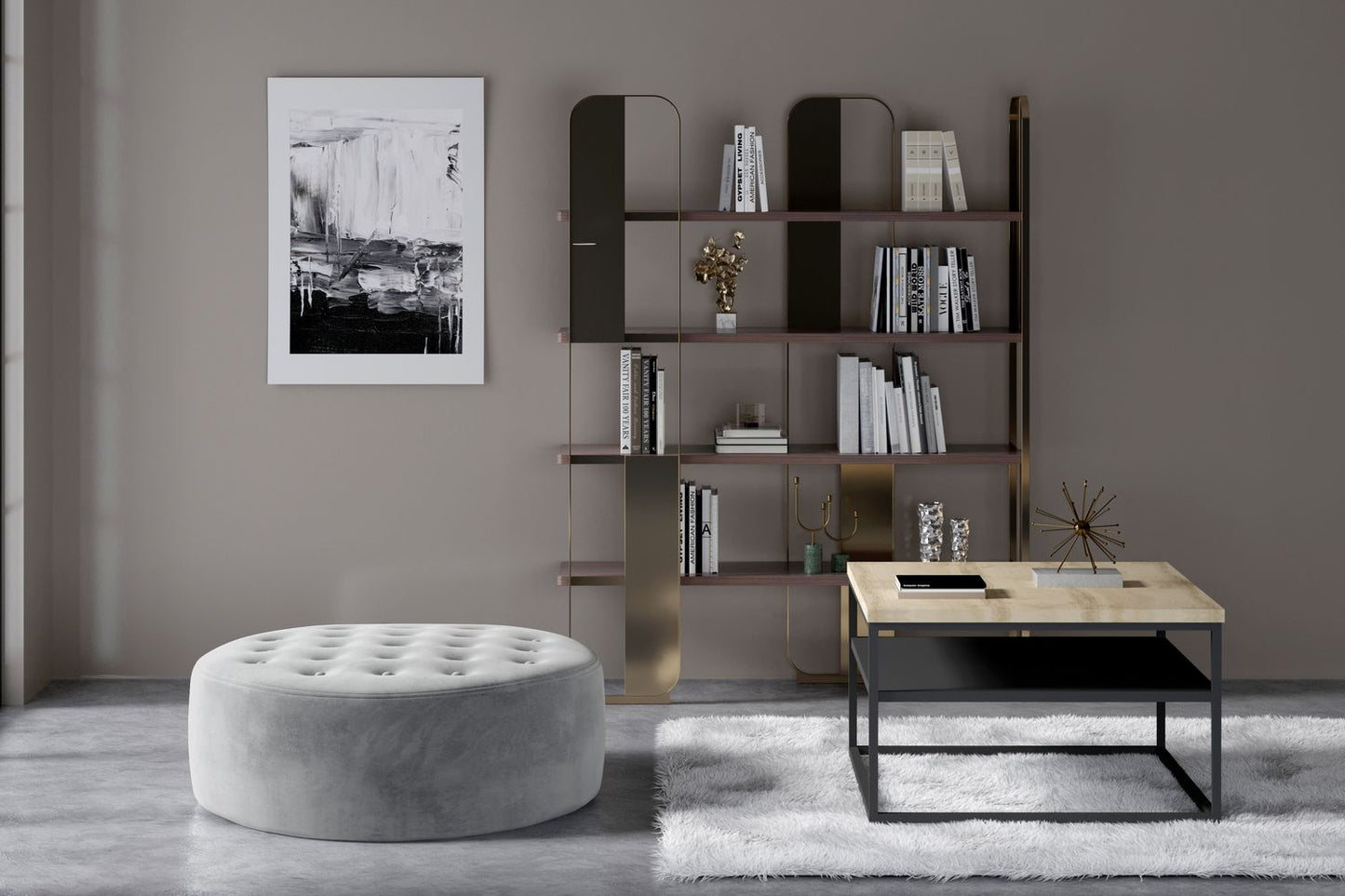 Pouf Terni 2 | size: Width: 70cm, Height: 28cm | color: Gray | image: 1 | variant: 1010455