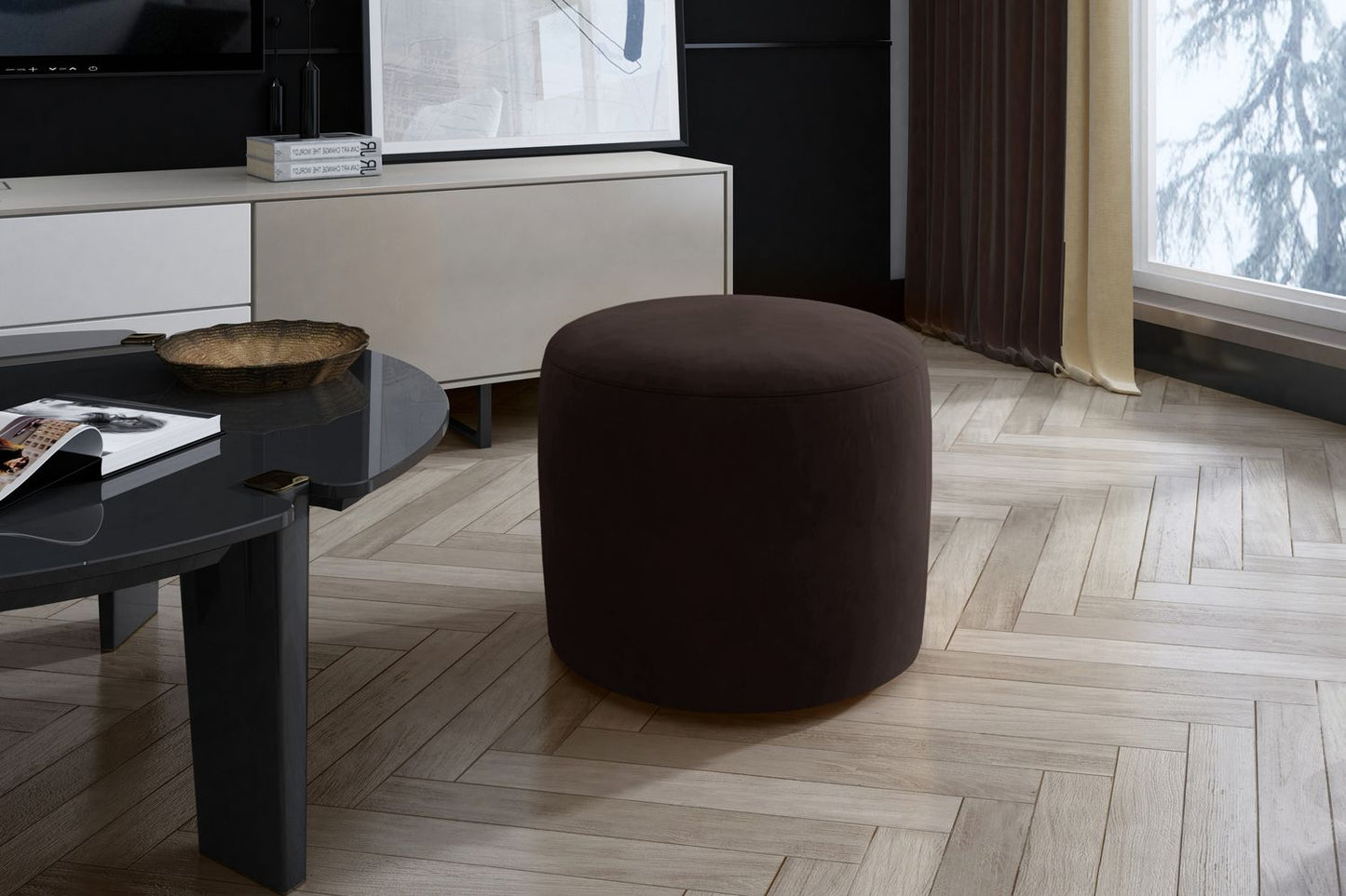Pouf West Framlingham | size: Width: 40cm, Height: 43cm, Depth: 40cm | color: Monolith | image: 1 | variant: 1010368
