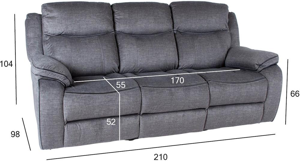 Recliner Gentry | size: Length: 98cm, Height: 105cm, Depth: 213cm | color: Gray | image: 5 | variant: 1017628