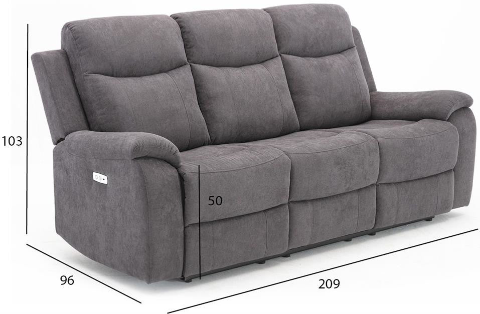 Recliner Milo | size: Length: 96cm, Height: 103cm, Depth: 209cm | color: Gray | image: 4 | variant: 1017626
