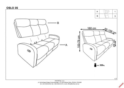 Recliner - Sofa Oslo 1 | size: Width: 180cm, Height: 100cm, Depth: 95cm | color: Gray | image: 5 | variant: 1011031