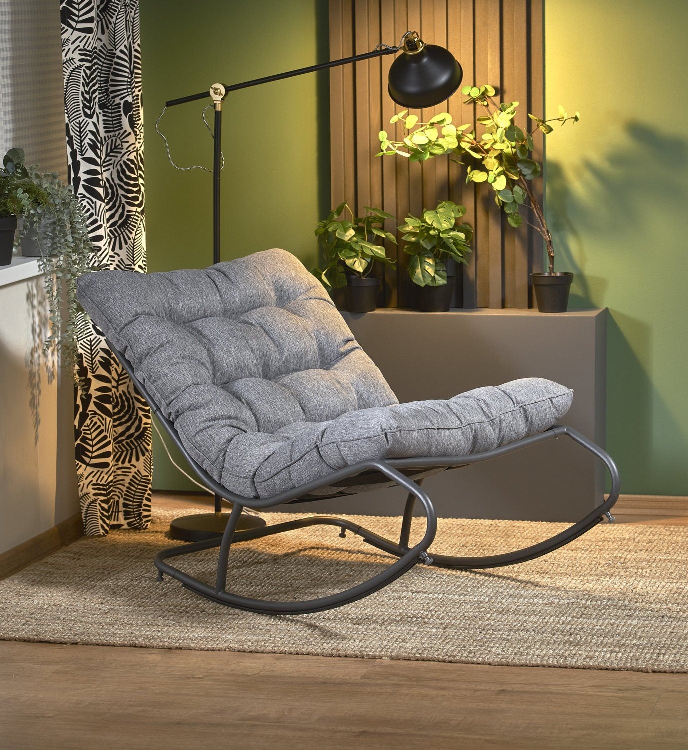 Rocking Chair Gatto | size: Width: 80cm, Height: 70cm, Depth: 115cm | color: Black/Grey | image: 2 | variant: 1012975