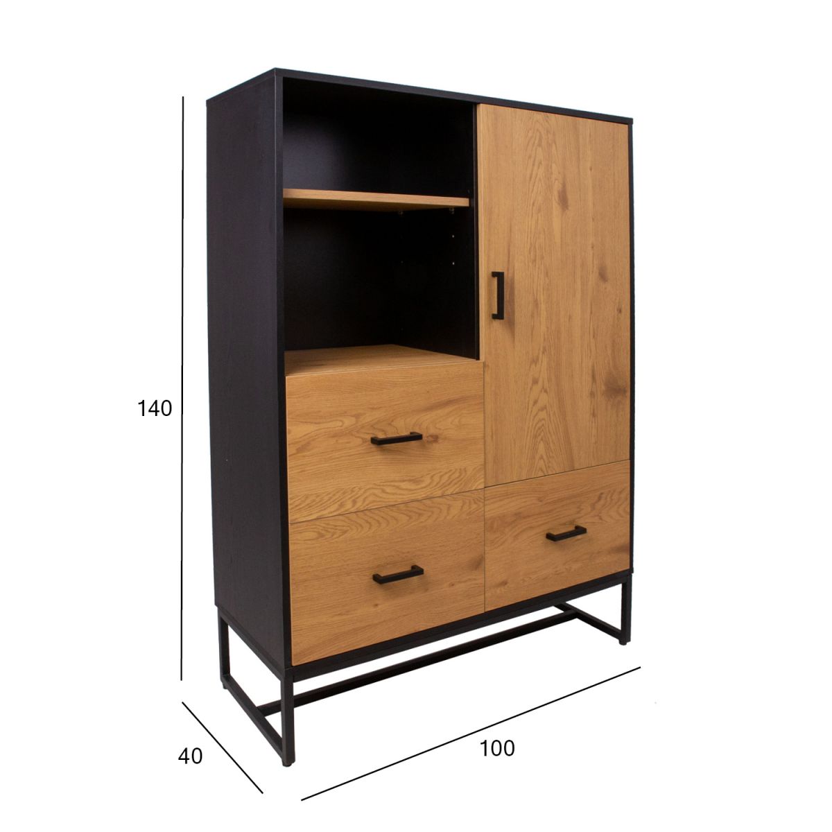 Shelf Amsterdam | size: Width: 100cm, Height: 140cm, Depth: 40cm | color: Oak | image: 2 | variant: 1011859