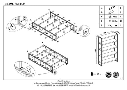 Shelf Bolivar 1 | size: Width: 100cm, Height: 155cm, Depth: 30cm | color: Black/Oak | image: 1 | variant: 1010888
