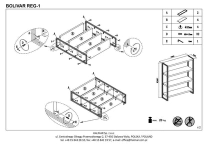 Shelf Bolivar | size: Width: 100cm, Height: 110cm, Depth: 30cm | color: Black/Oak | image: 3 | variant: 1010869