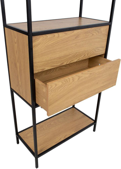 Shelf Hedvig 2 | size: Width: 64cm, Height: 178cm, Depth: 30cm | color: Black/Oak | image: 2 | variant: 1016708