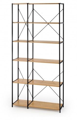 Shelf Reg19 | size: Width: 90cm, Height: 190cm, Depth: 30cm | color: Black/Oak | image: 2 | variant: 1012136