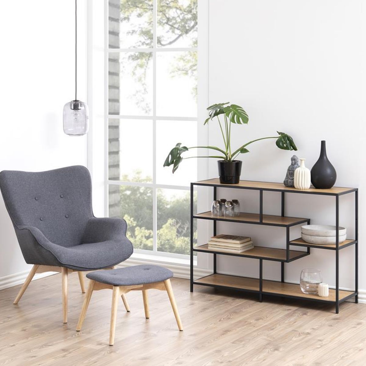 Shelf Seaford 1 | size: Width: 114cm, Height: 78cm, Depth: 35cm | color: Oak | image: 3 | variant: 1000405