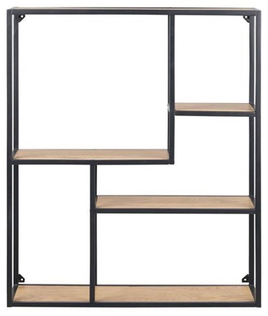 Shelf Seaford 10 | size: Width: 75cm, Height: 91cm, Depth: 20cm | color: Black/Oak | image: 1 | variant: 1012131