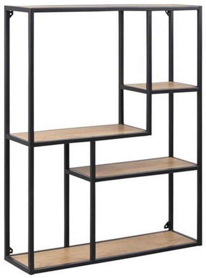 Shelf Seaford 10 | size: Width: 75cm, Height: 91cm, Depth: 20cm | color: Black/Oak | image: 2 | variant: 1012131