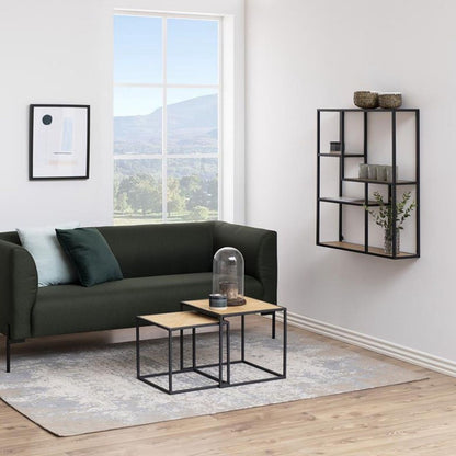 Shelf Seaford 10 | size: Width: 75cm, Height: 91cm, Depth: 20cm | color: Black/Oak | image: 3 | variant: 1012131