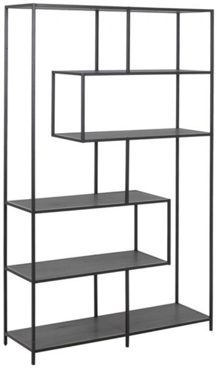 Shelf Seaford 15 | size: Width: 114cm, Height: 185cm, Depth: 35cm | color: Black | image: 1 | variant: 1012469