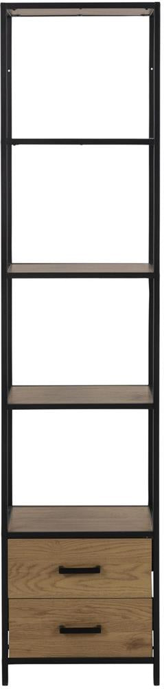 Shelf Seaford 18 | size: Width: 42cm, Height: 185cm, Depth: 35cm | color: Black/Oak | image: 2 | variant: 1016958