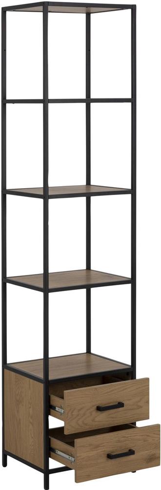 Shelf Seaford 18 | size: Width: 42cm, Height: 185cm, Depth: 35cm | color: Black/Oak | image: 3 | variant: 1016958