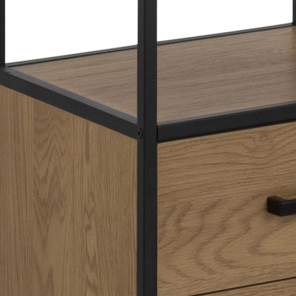 Shelf Seaford 18 | size: Width: 42cm, Height: 185cm, Depth: 35cm | color: Black/Oak | image: 6 | variant: 1016958