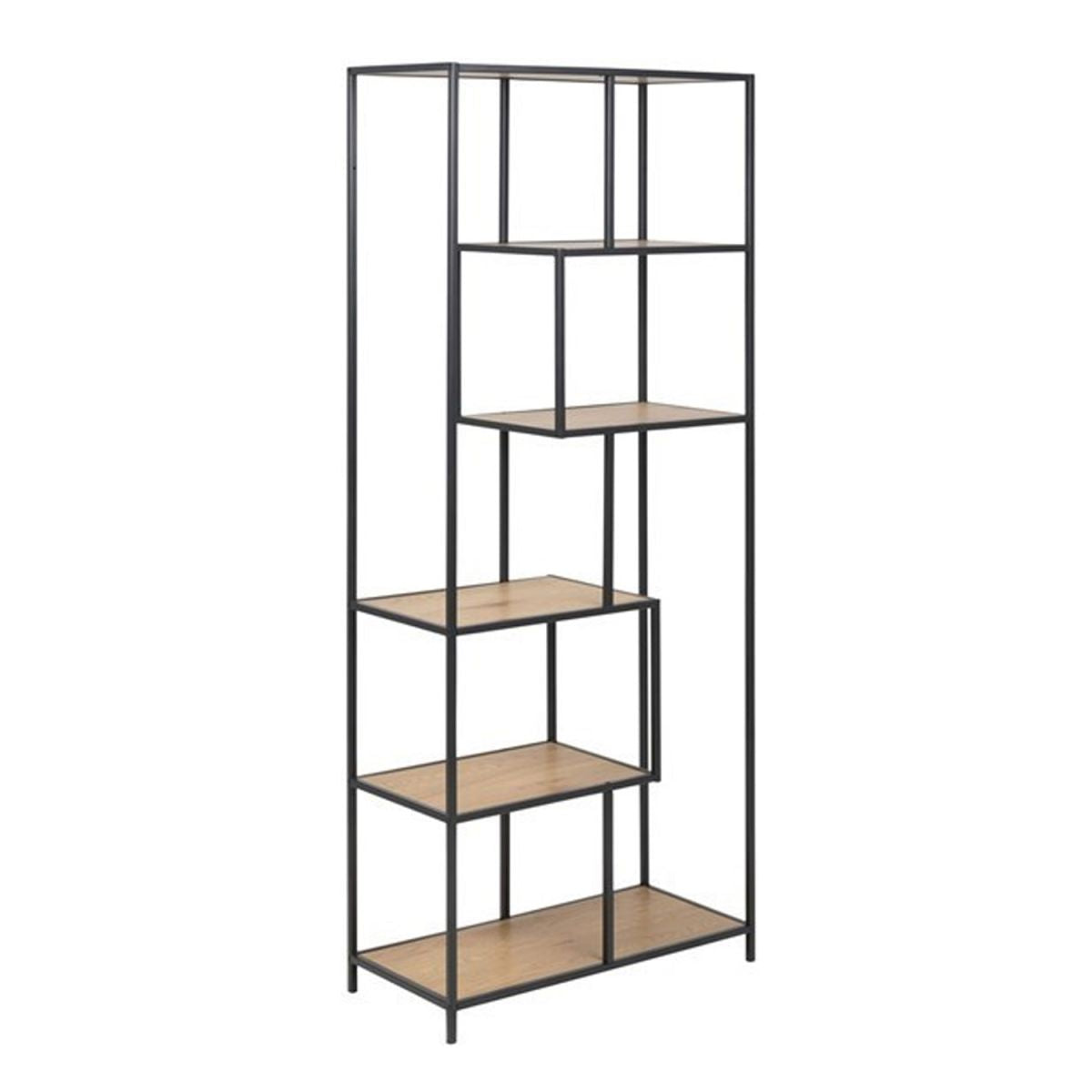 Shelf Seaford 2 | size: Width: 77cm, Height: 185cm, Depth: 35cm | color: Black | image: 1 | variant: 1000413