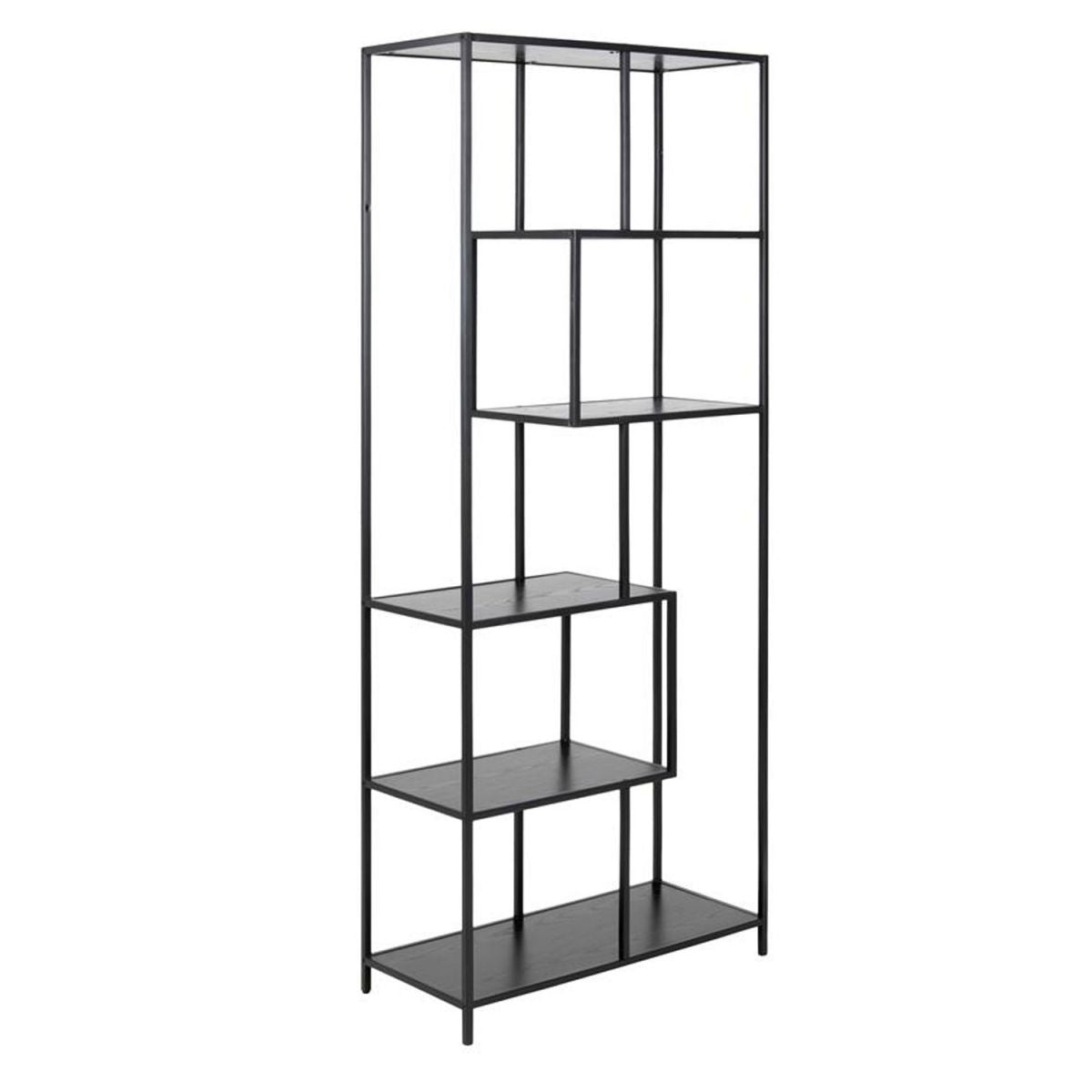 Shelf Seaford 2 | size: Width: 77cm, Height: 185cm, Depth: 35cm | color: Black | image: 1 | variant: 1000414