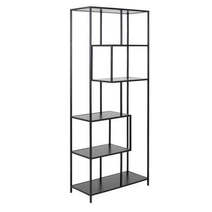 Shelf Seaford 2 | size: Width: 77cm, Height: 185cm, Depth: 35cm | color: Black | image: 1 | variant: 1000414