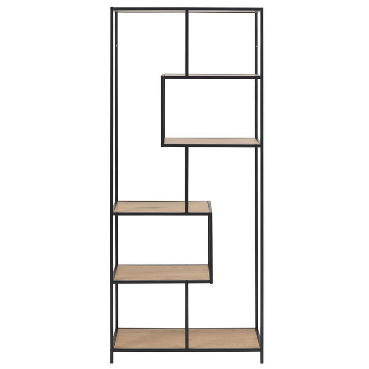 Shelf Seaford 2 | size: Width: 77cm, Height: 185cm, Depth: 35cm | color: Black | image: 2 | variant: 1000413