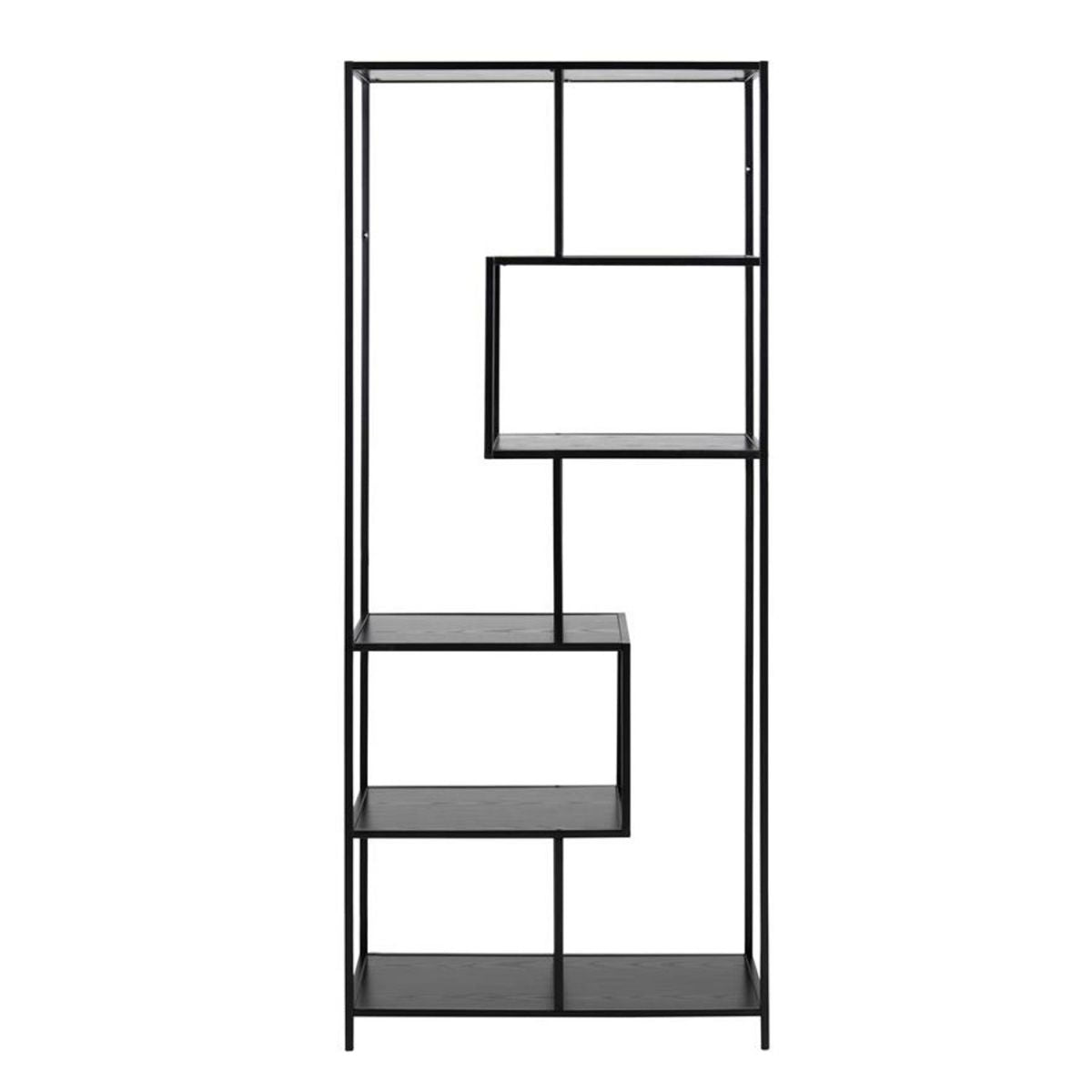 Shelf Seaford 2 | size: Width: 77cm, Height: 185cm, Depth: 35cm | color: Black | image: 2 | variant: 1000414