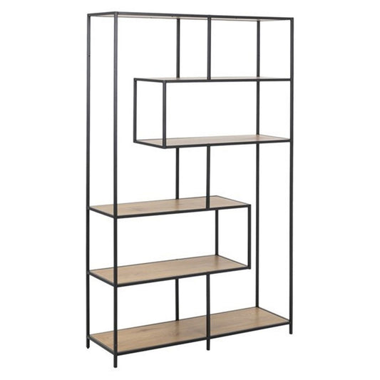 Shelf Seaford 6 | size: Width: 114cm, Height: 185cm, Depth: 35cm | color: Black | image: 1 | variant: 1010892
