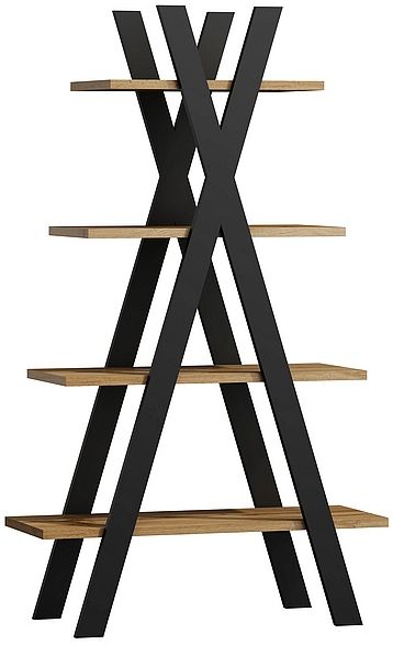Shelf Teepee | size: Width: 80cm, Height: 136cm, Depth: 30cm | color: Black/Oak | image: 0 | variant: 1012347