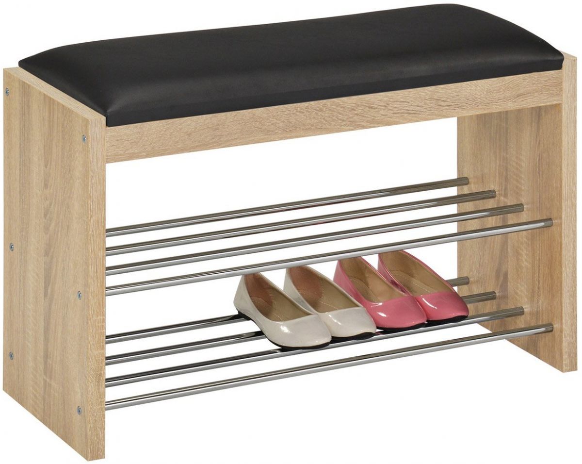 Shoe Cabinet Beno | size: Width: 79.5cm, Height: 50cm, Depth: 30cm | color: Black/Oak | image: 2 | variant: 1000558