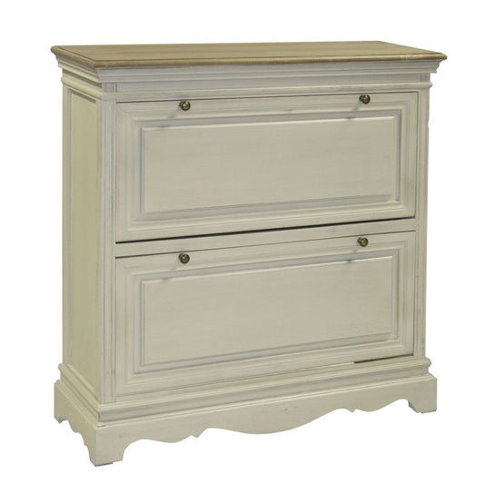 Shoe Rack East Grantham | size: Width: 92.5cm, Height: 97cm, Depth: 32cm | color: White/Brown/Beige | image: 1 | variant: 1004999