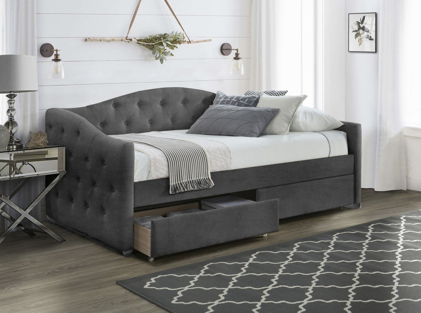 Single Bed Aloha | size: Length: 221cm, Width: 98cm, Height: 93cm | color: Gray | image: 0 | variant: 1010210