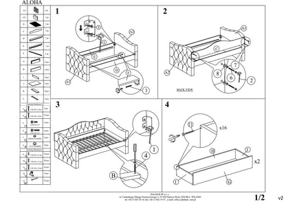 Single Bed Aloha | size: Length: 221cm, Width: 98cm, Height: 93cm | color: Gray | image: 2 | variant: 1010210