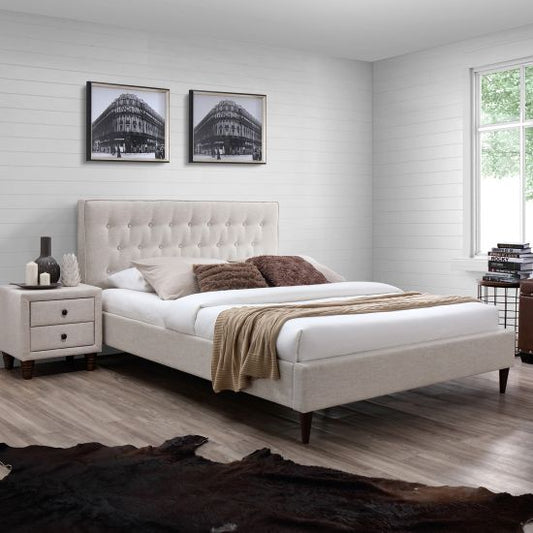 Single Bed Beverley | size: Length: 219cm, Width: 96.5cm, Height: 105cm | color: Beige | image: 1 | variant: 1005662