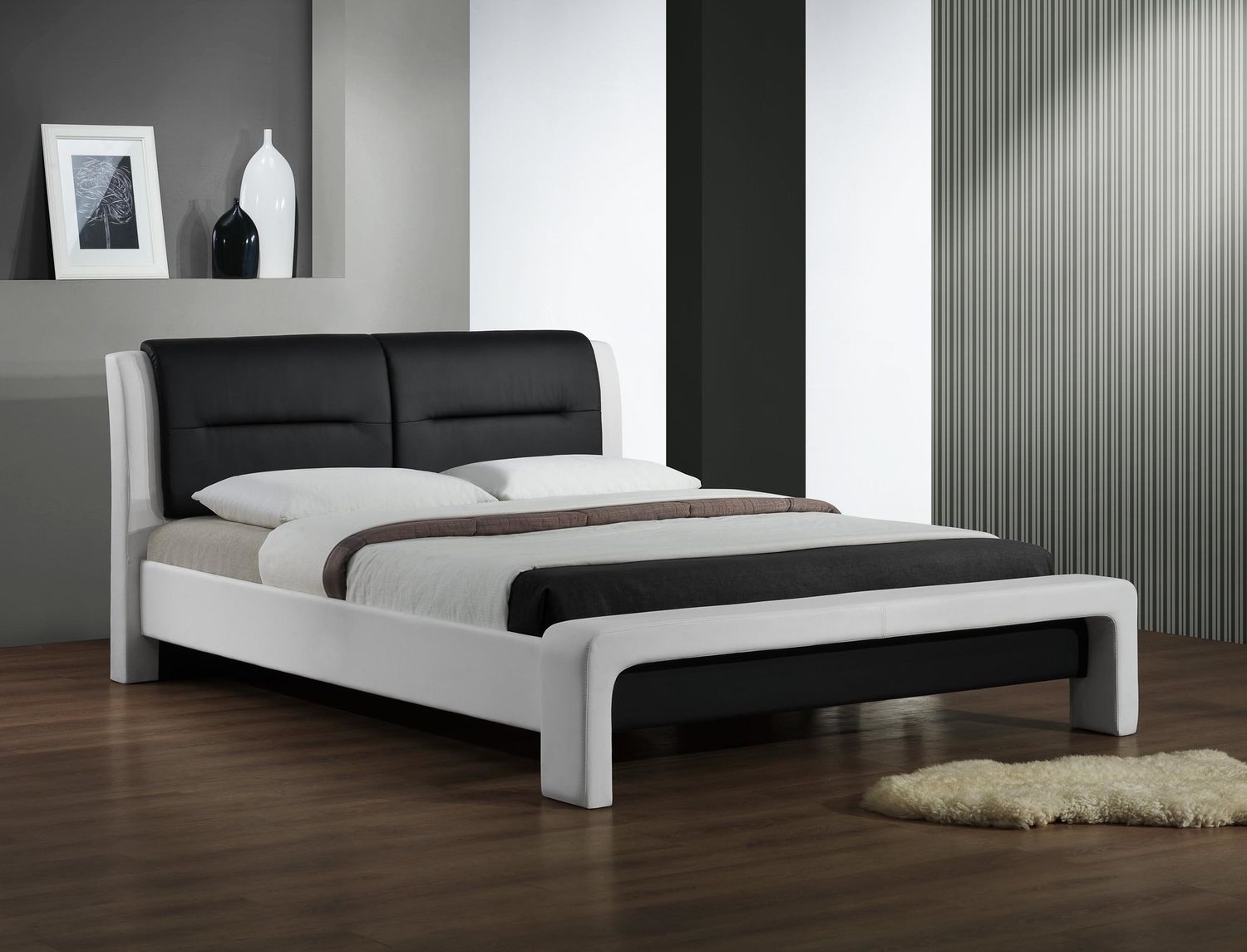 Single Bed Cassandra | size: Length: 231cm, Width: 132cm, Height: 91cm | color: White/Black | image: 2 | variant: 1010956