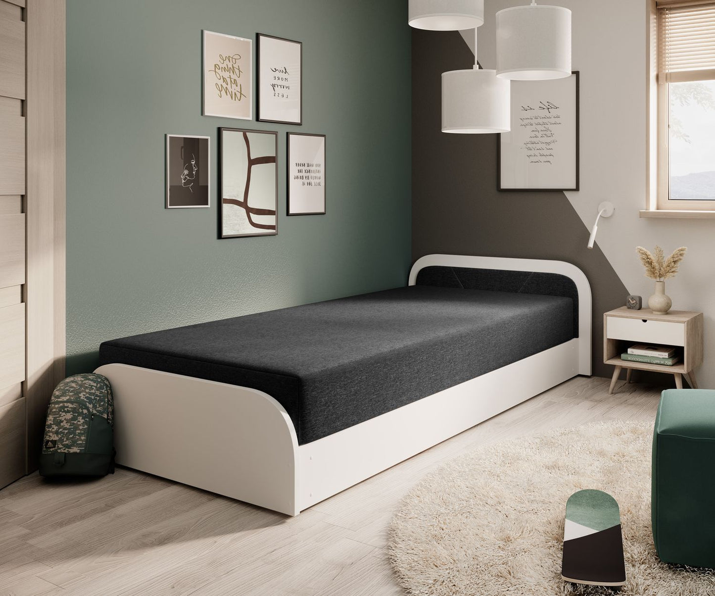 Single Bed East Wallingford 1 | size: Length: 195cm, Width: 90cm, Height: 55cm | color: Sawana | image: 1 | variant: 1013726