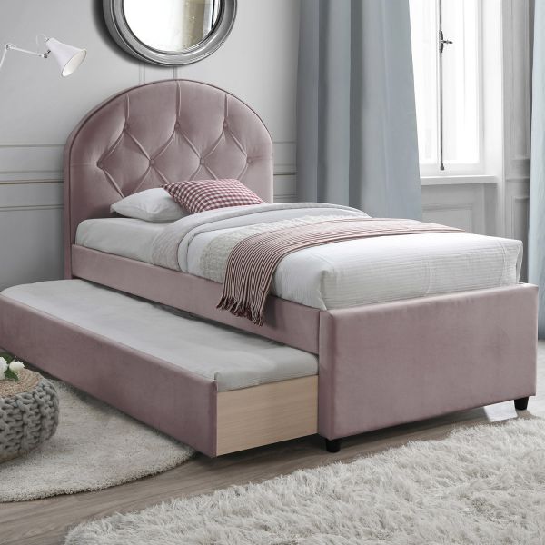Single Bed Lara 1 | size: Length: 215.5cm, Width: 98cm, Height: 117.5cm | color: Pink | image: 1 | variant: 1012852