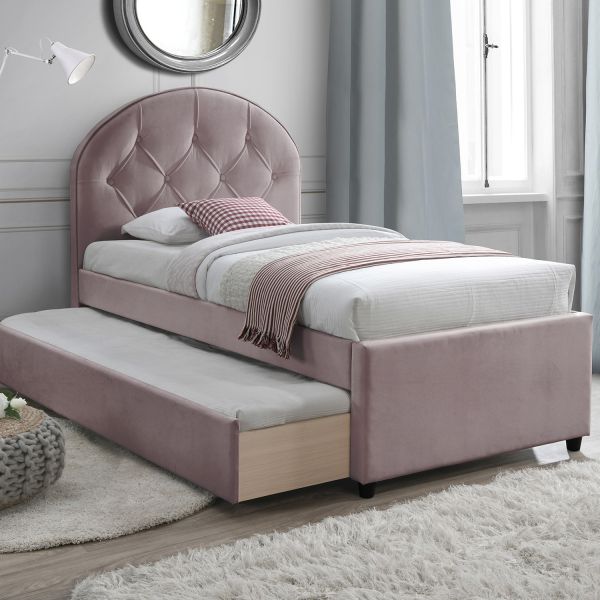 Single Bed Lara | size: Length: 215.5cm, Width: 98cm, Height: 117.5cm | color: Pink | image: 1 | variant: 1011693