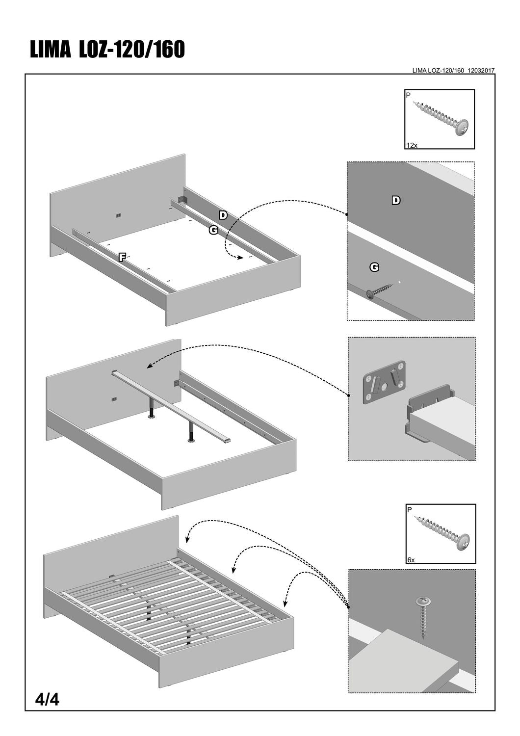 Single Bed Lima | size: Length: 205cm, Width: 125cm, Height: 70cm | color: White | image: 6 | variant: 1010188