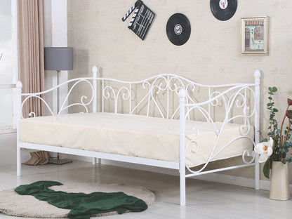 Single Bed Mumbai | size: Length: 210cm, Width: 99cm, Height: 89cm | color: White | image: 2 | variant: 1003424