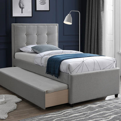 Single Bed Oswaldo 2 | size: Length: 215.5cm, Width: 98cm, Height: 117.5cm | color: Gray | image: 1 | variant: 1017616