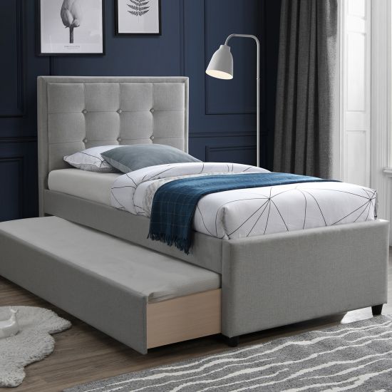 Single Bed Oswaldo | size: Length: 215.5cm, Width: 98cm, Height: 117.5cm | color: Gray | image: 1 | variant: 1011695