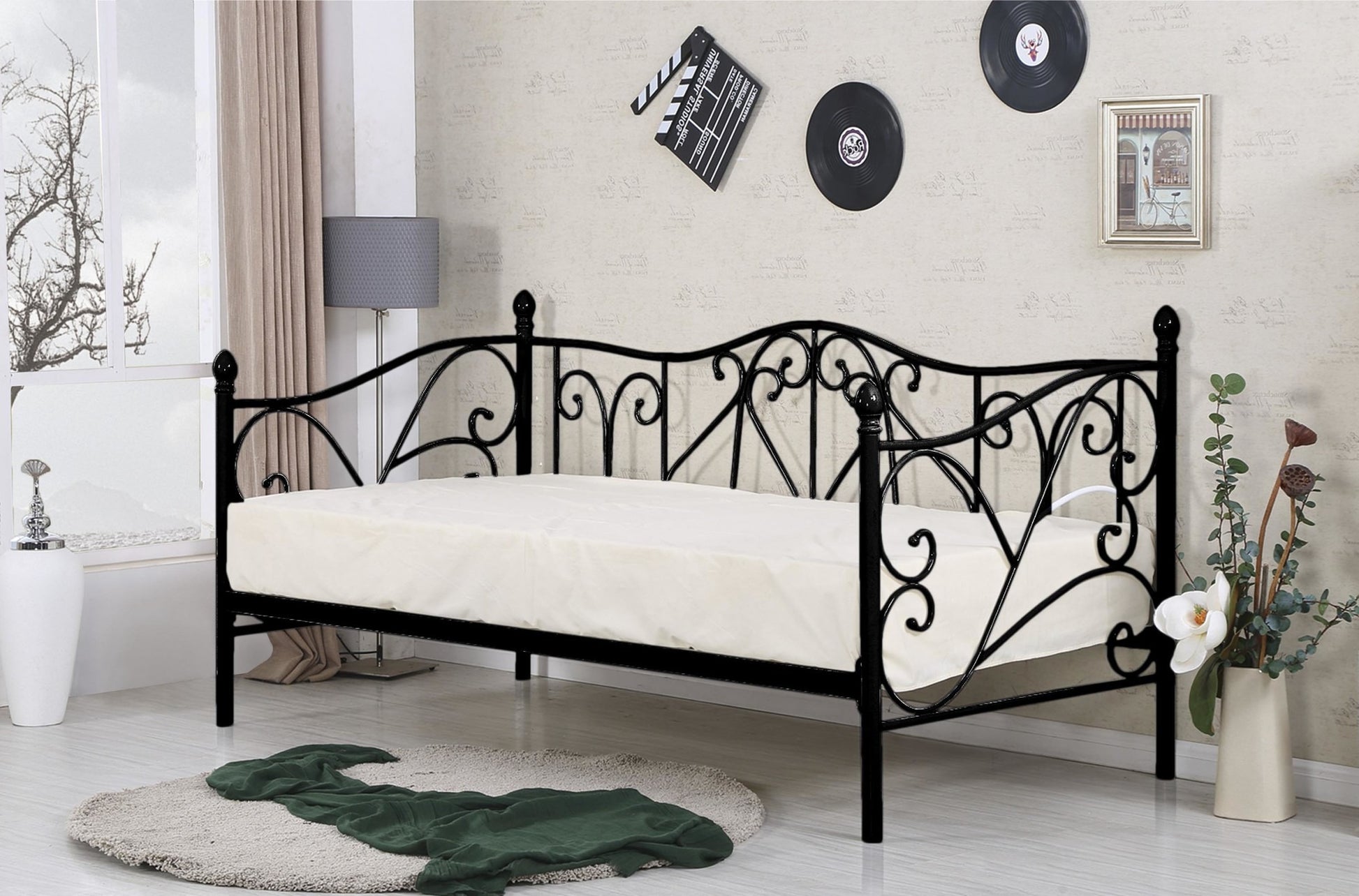 Single Bed Sumatra | size: Length: 210cm, Width: 99cm, Height: 89cm | color: Black | image: 2 | variant: 1010207