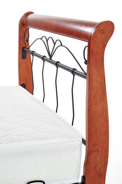 Single Bed Veronica | size: Length: 204cm, Width: 93cm, Height: 91cm | color: Black/Cherry wood | image: 6 | variant: 1010948
