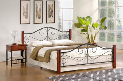 Single Bed Violetta | size: Length: 210cm, Width: 123cm, Height: 96cm | color: Black/Cherry wood | image: 1 | variant: 1011682