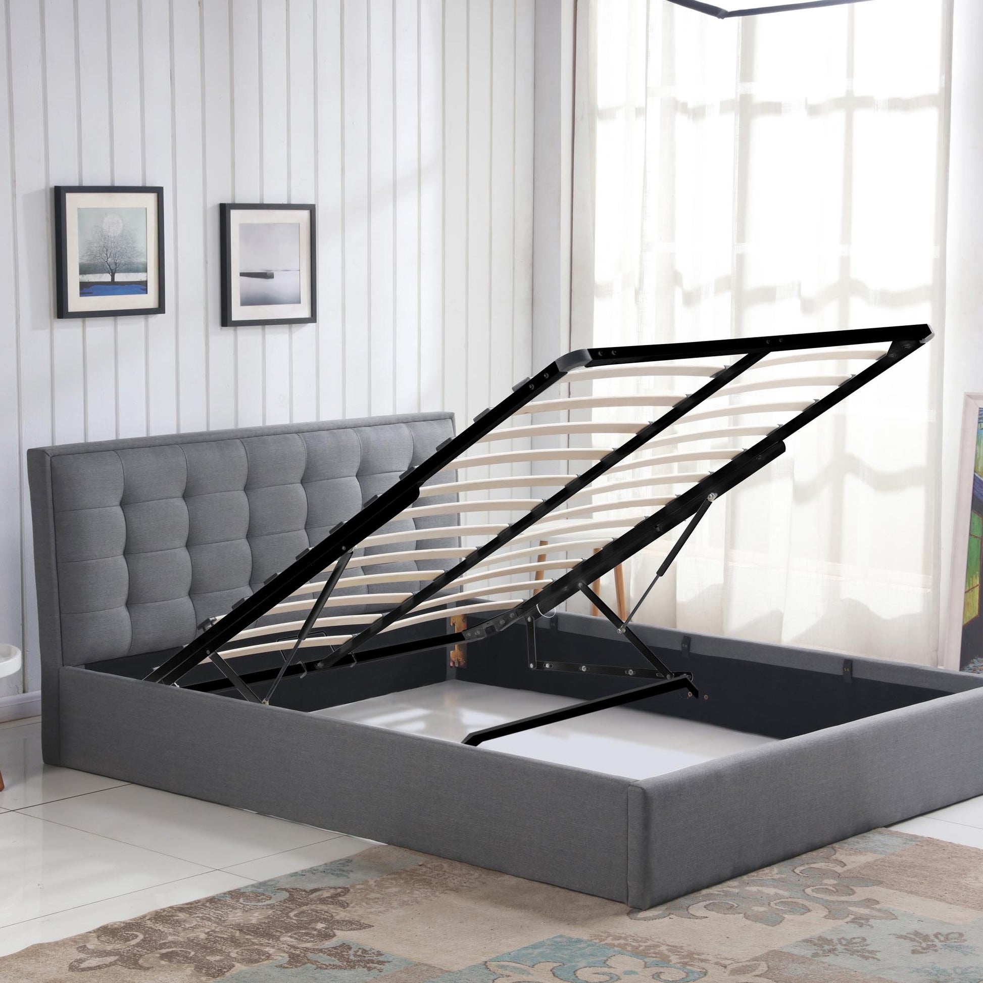 Single Bed West Leicester | size: Length: 217cm, Width: 91cm, Height: 100cm | color: Gray | image: 2 | variant: 1007136
