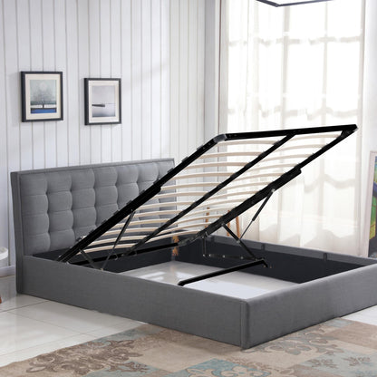 Single Bed West Leicester | size: Length: 217cm, Width: 91cm, Height: 100cm | color: Gray | image: 2 | variant: 1007136